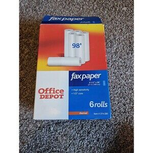 Office Depot 8 1/2" x 98' Fax Paper High Sensitivity 1/2" Core 4 Rolls  #374-280